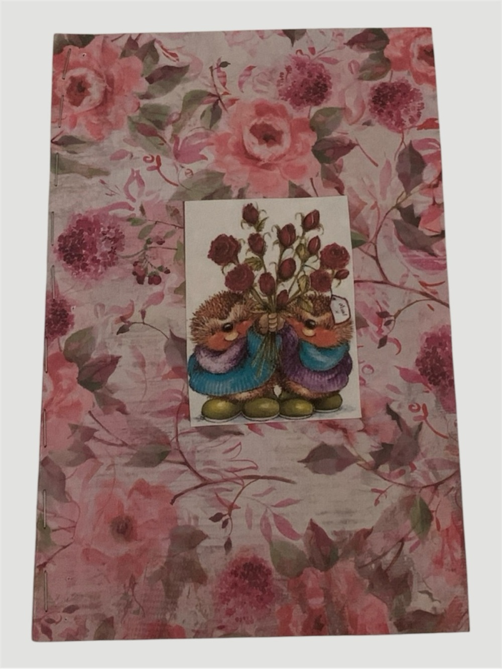 Handmade Floral Notebook Journal with Cute Hedgehog Illustration 1 Set